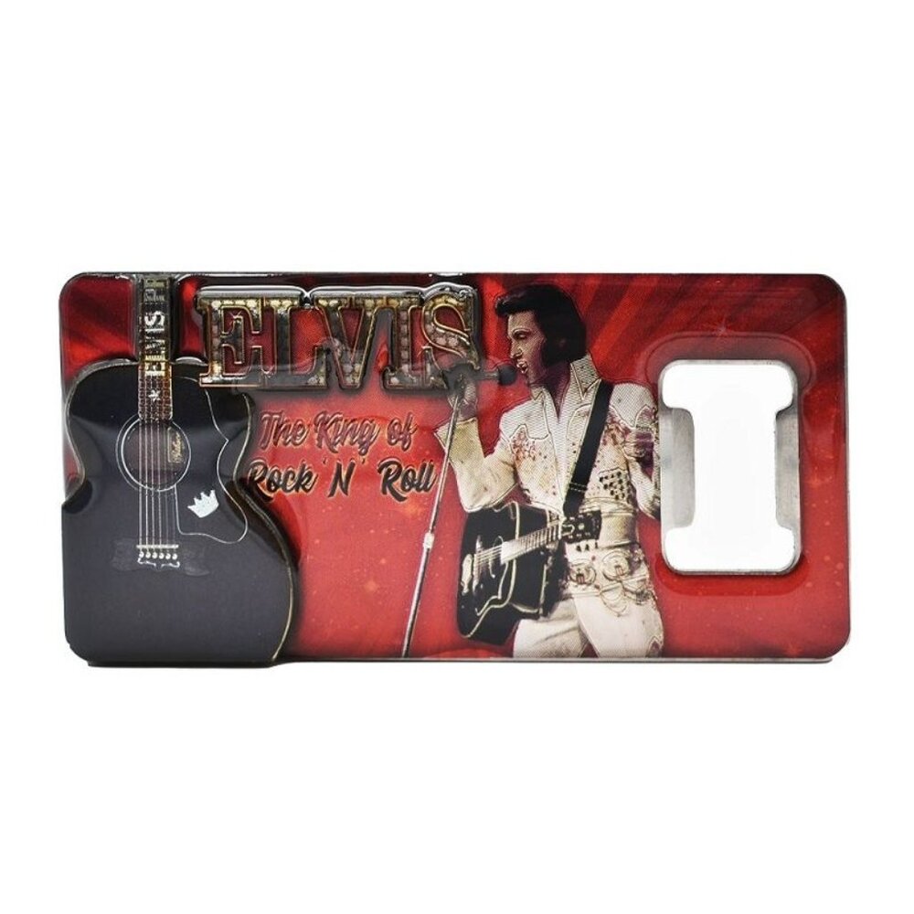 Elvis Presley Red Magnet Bottle Opener Magnetic New The King Neon Lights Guitar
